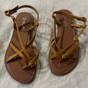 Stylish Tan Strappy Sandals by Wells